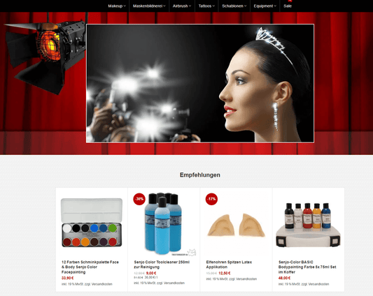 Onlineshop von Theatermakeup.de 1997