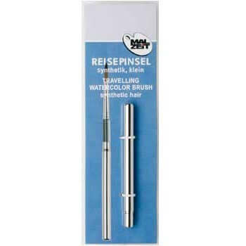Reisepinsel Synthetik klein mit abnehmbarem silberfarbenen Metallstiel