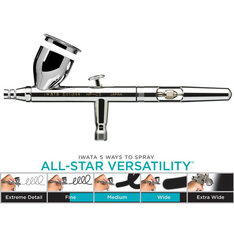Airbrush in side view with graphic for spraying valley