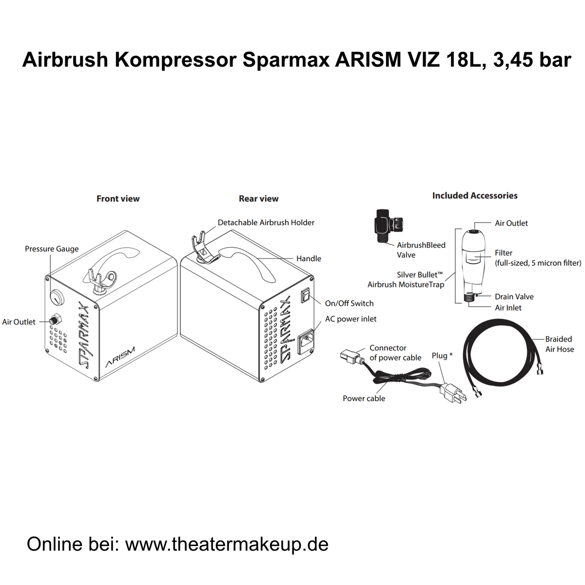 Airbrush Kompressor Arism Sparmax VIZ Details