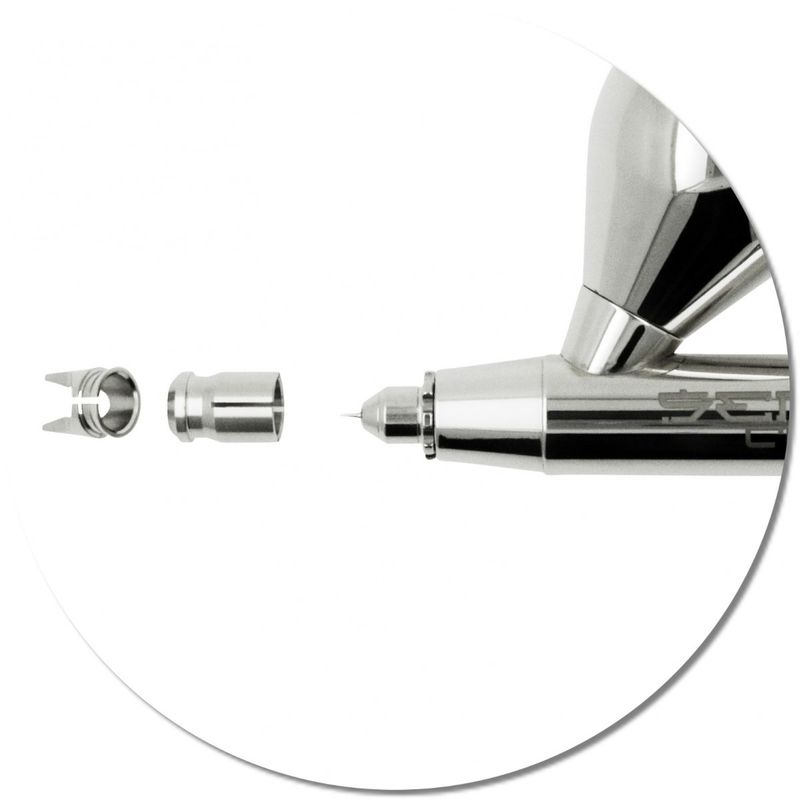 Modern airbrush Senjo-Color PRO 0.4 nozzle set view