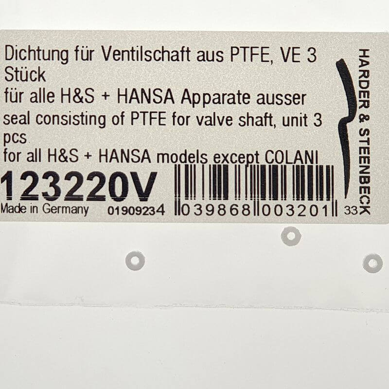 Seal for valve stem made of PTFE, VE 3 pieces