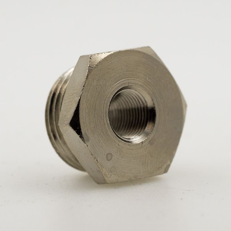 Reducing nipple 1/8 IT to 1/2 ET nickel-plated brass