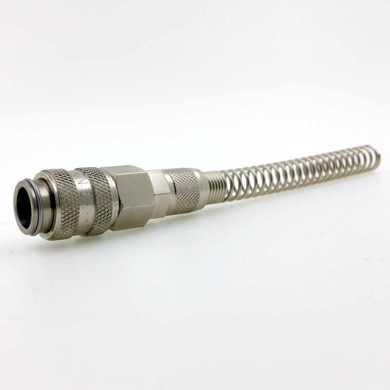 Quick-connect couplings NW 5 with hose connection, union nut and anti-kink spring