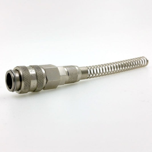 Quick-connect couplings NW 5 with hose connection, union nut and anti-kink spring