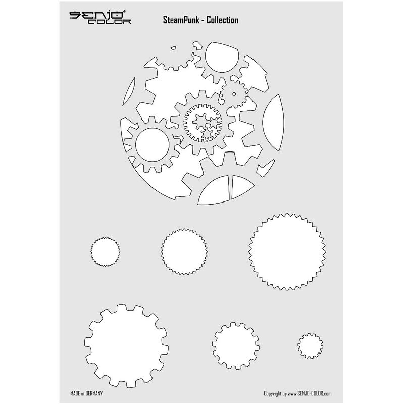 Bodyart stencil A4 - Steampunk stencil gears