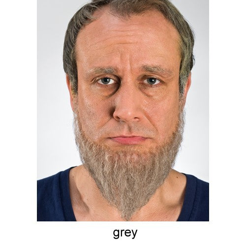 Full beard in hand knotted human hair quality, mottled, long, gray