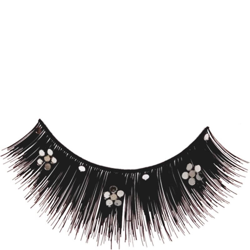 Wimpern 'Show Bizz' 9385 K2 schwarz glänzende Blüten und Steinchen aus Mini-Pailletten auffällige Akzente in Gold und Silber