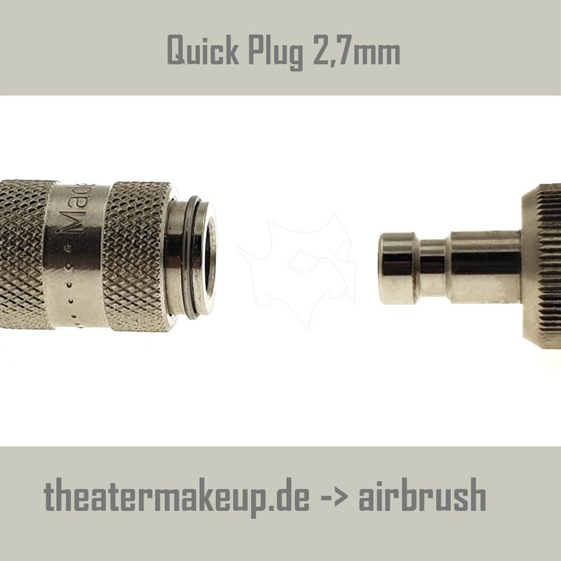 Airbrush Kupplung NW 2,7mm mit Regler & Schlauchtülle 3,3 x 7