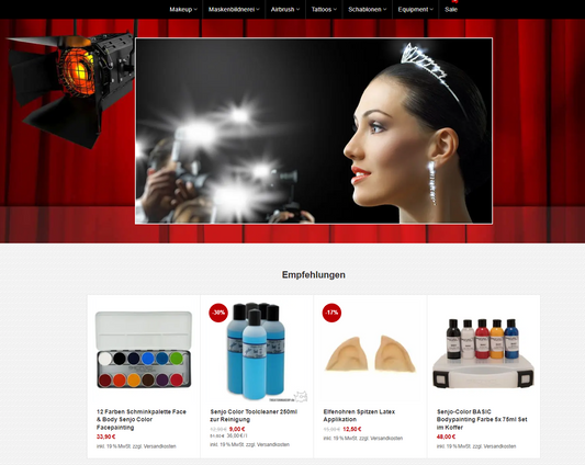 1997 - der erste Onlineshop von Theatermakeup.de geht live