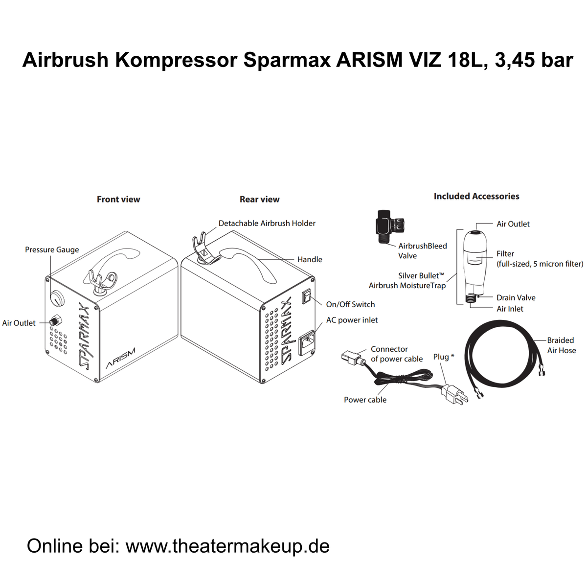 Airbrush Kompressor Arism Sparmax VIZ Details