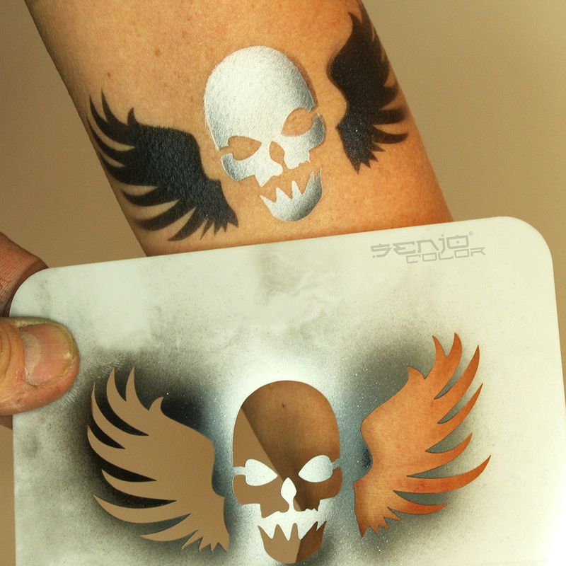 Airbrush stencil A6 - Skull Tattoo 01