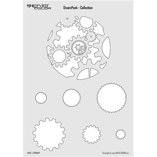 Bodyart stencil A4 - Steampunk stencil gears