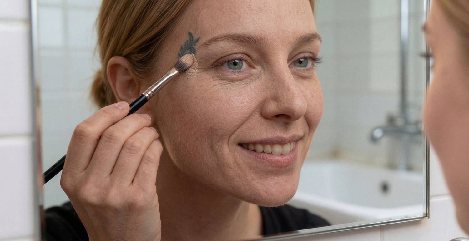 Gesicht schminken Makeup am Spiegel