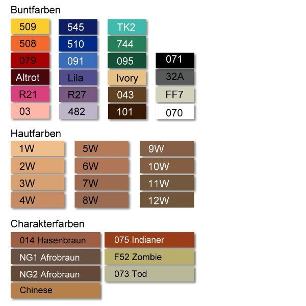 Palettennachfüllung Kryolan Aquacolor Farbauswahl