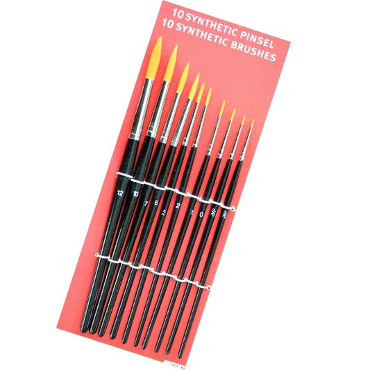 Synthetic Pinsel Set 10x rund schwarz