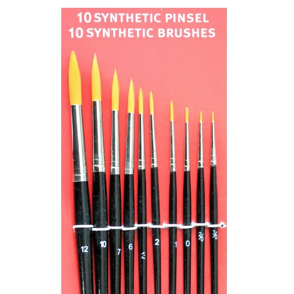 Synthetic Pinsel Set 10x rund schwarz 1