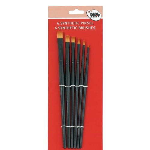Pinsel Set Synthetic, 6x flach, schwarz