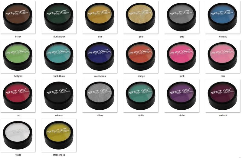 Schminkdosen in der Draufsicht als Farbpalette für Facepainting, Bodypainting, Kinderschminken von Senjo Color