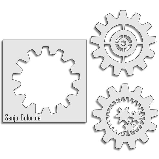 Airbrush Schablone Zahnräder 3-teilig