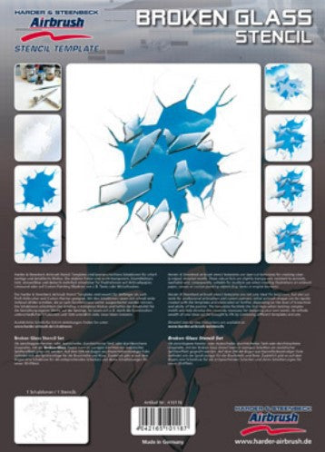 Broken Glass Stencil Airbrush Schablonen