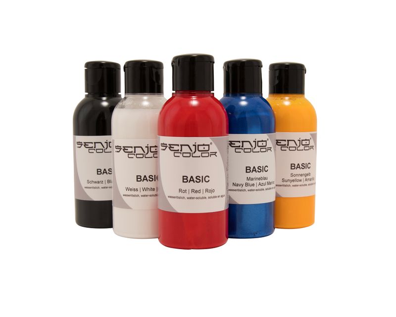 5 Flaschen Airbrush Bodypainting Farbe 75ml von Senjo Color