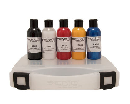 Airbrush Bodypainting Farbe im Set mit 5 Flaschen im Koffer von Senjo Color