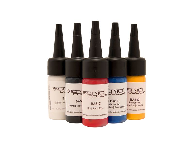 5 Flaschen Airbrush Bodypainting Farbe 15ml von Senjo Color