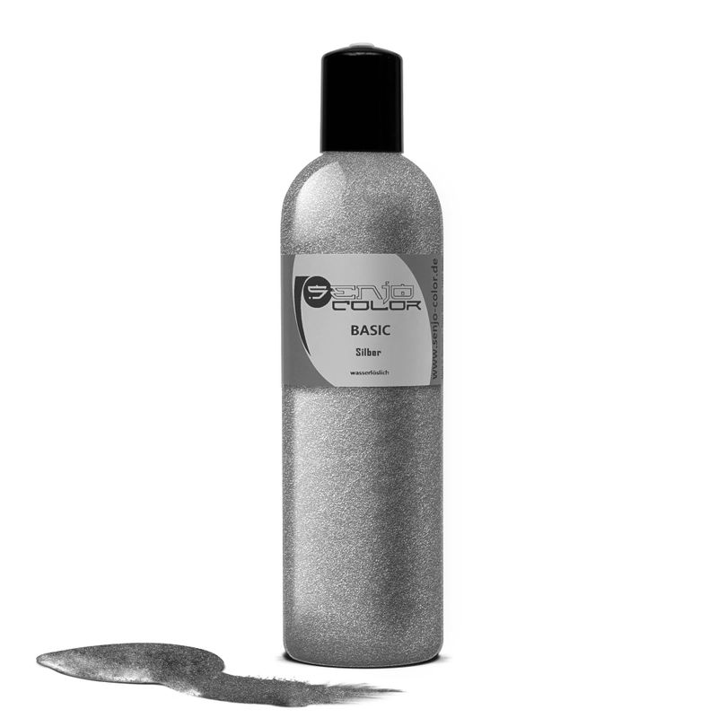 Silberne Bodypainting Farbe 250ml Liquid von Senjo Color