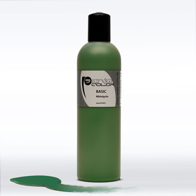 Airbrush Bodypainting Farbe 250ml Flasche Mittelgrün Senjo Color Basic 