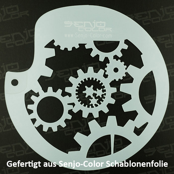 Schablonenfolie Senjo Color 190µ Beispiel Zahnrad Lasercut