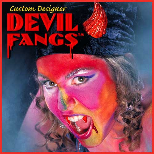 Sexy Red Devil Bites Effect Teeth Application Example