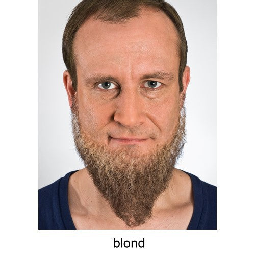 Full beard in hand knotted human hair quality, mottled, long, blond