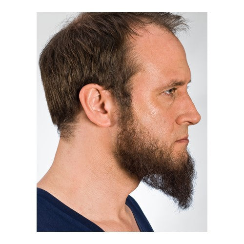 Full beard in hand knotted human hair quality, mottled, long, side view
